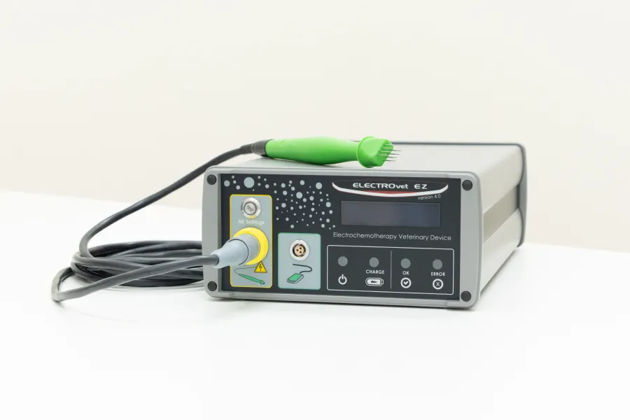 電気化学療法で使用する電気パルス発生装置と電極